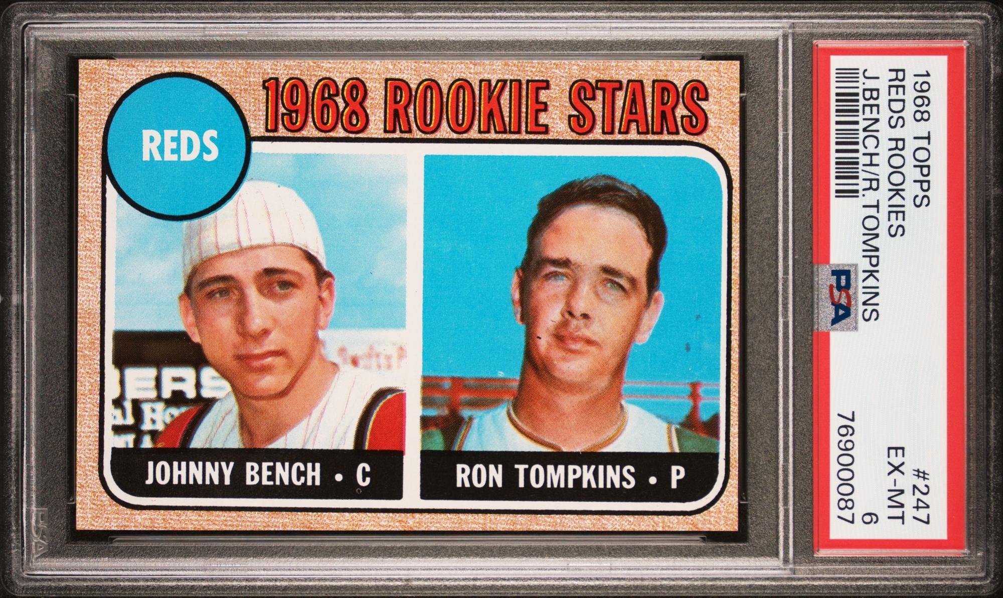 A 1968 Topps Johnny Bench Rookie Card No. 247 (PSA 6 EX-MT)