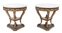 A Pair of Italian/Louis XV Style Marble Top Round Tables Height 29 x diameter 30 inches. — 20TH CENTURY