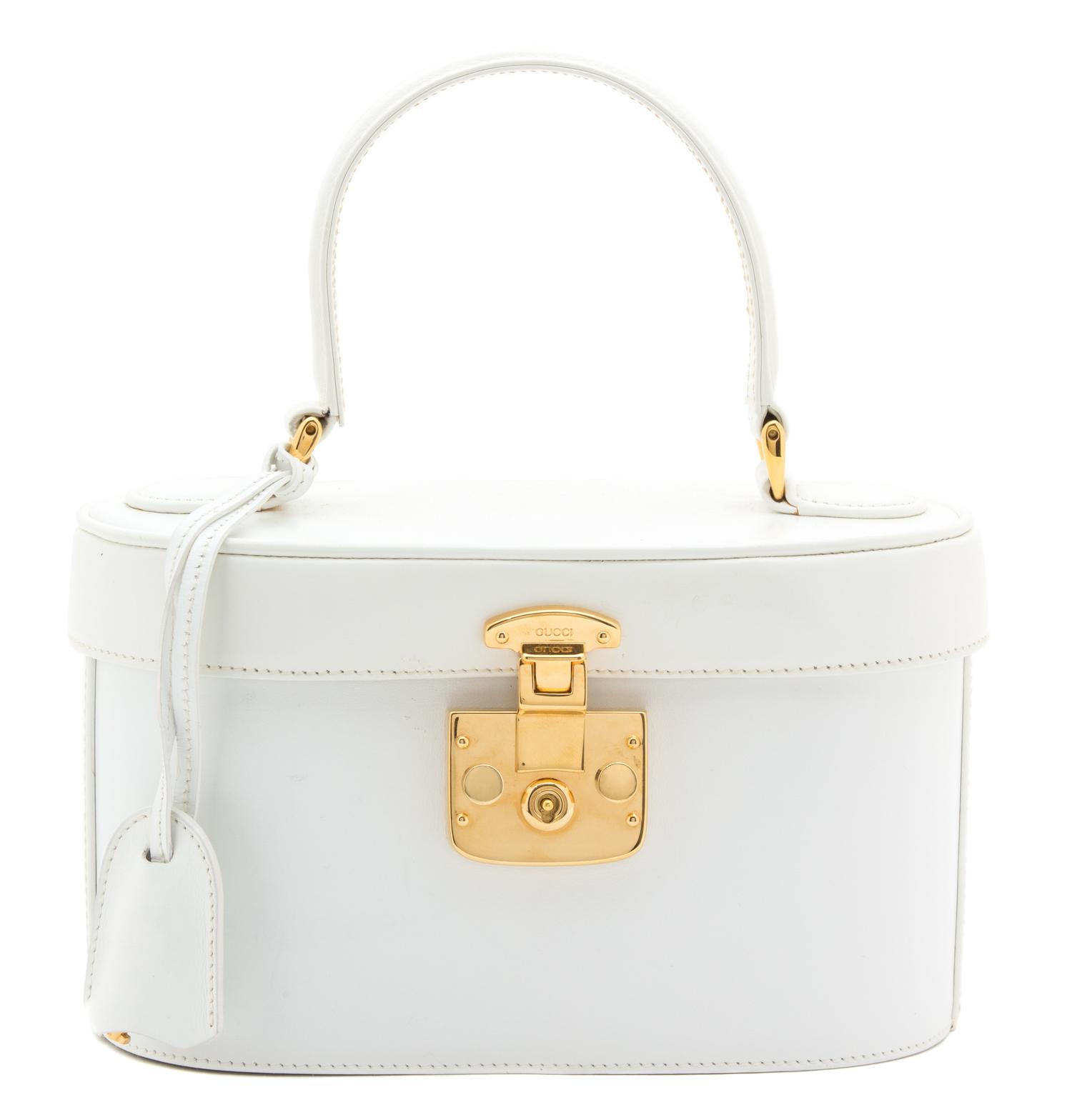 A Gucci White Leather Handbag,