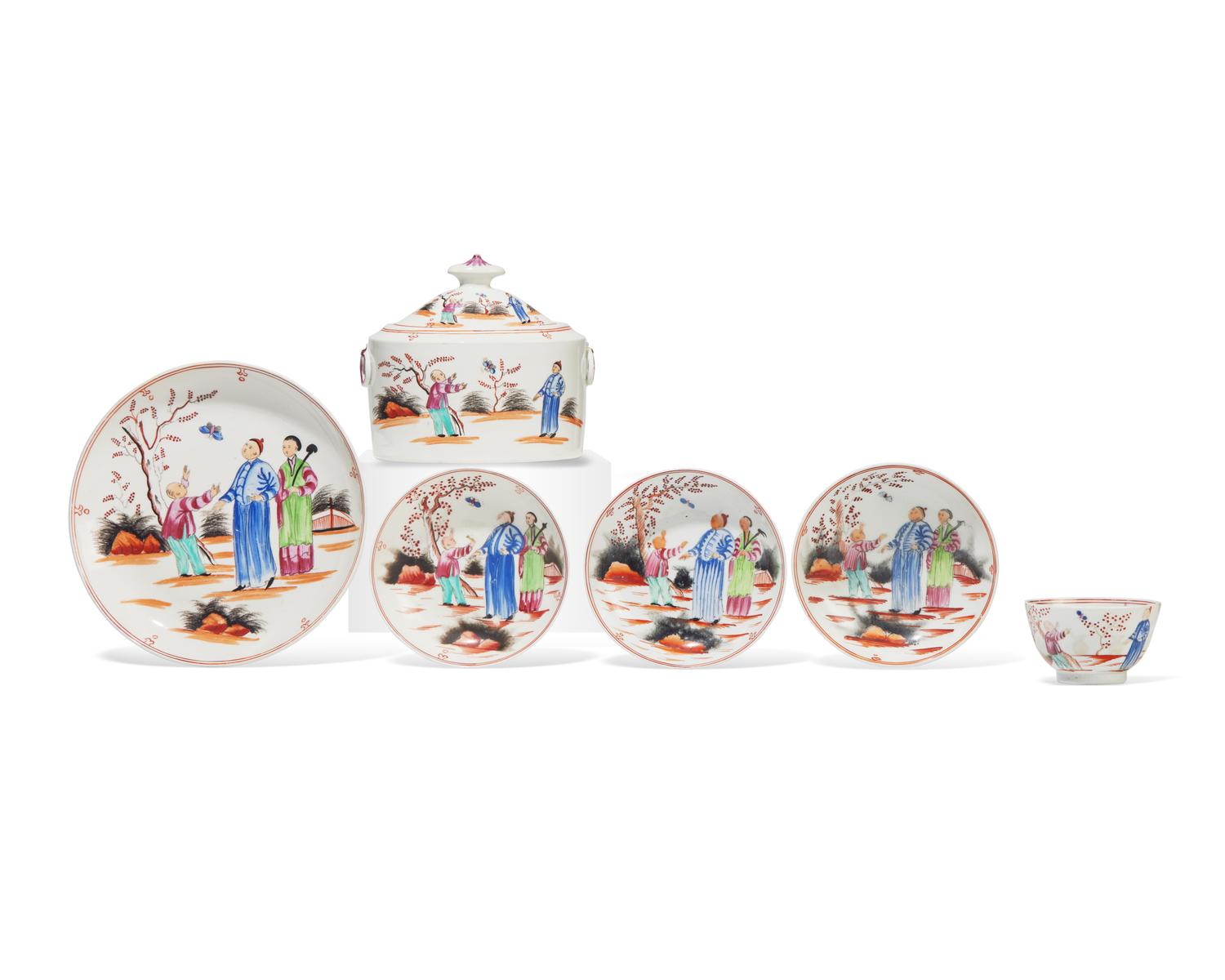 A New Hall Soft-Paste Porcelain Eight-Piece Tea Service