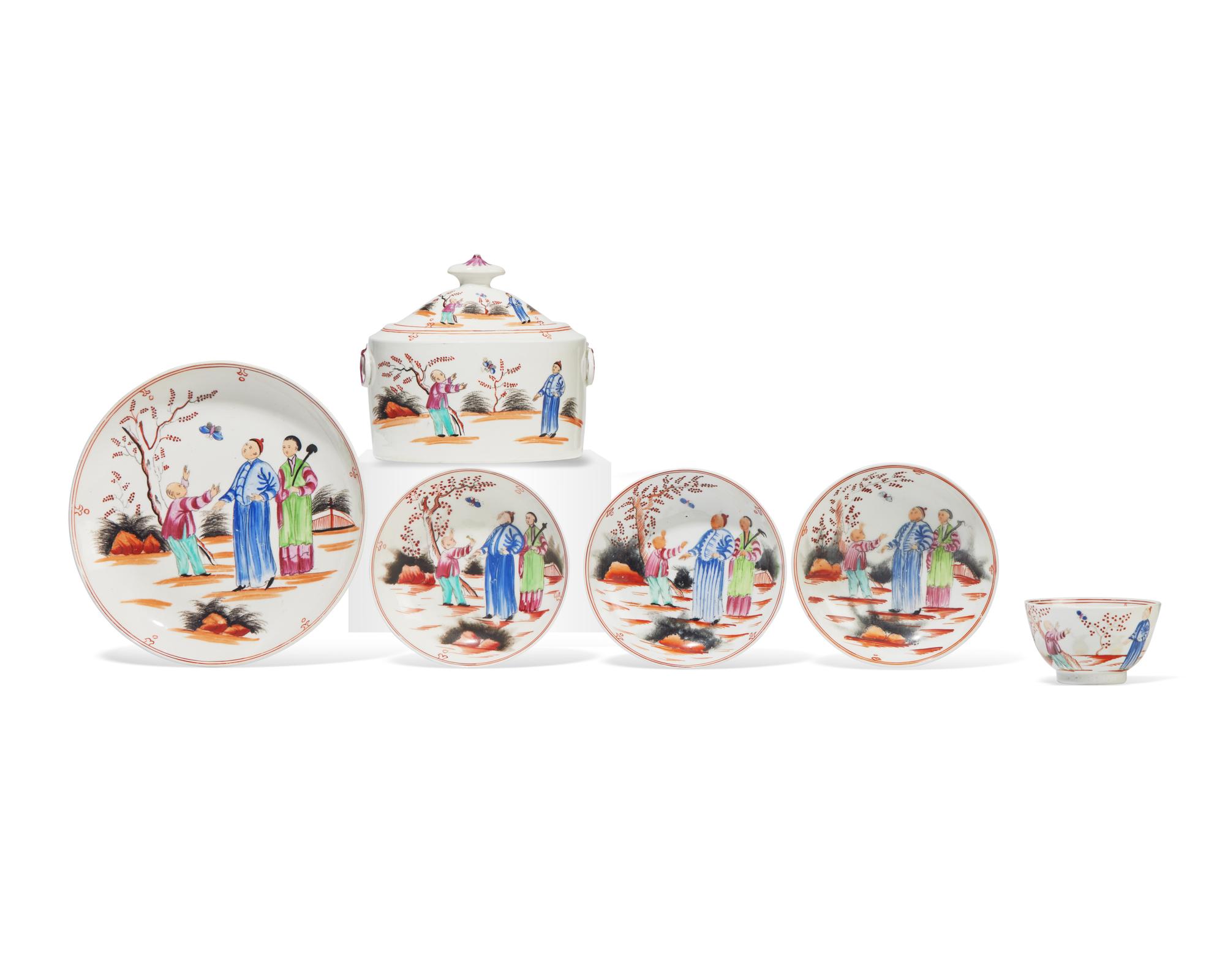 A New Hall Soft-Paste Porcelain Eight-Piece Tea Service