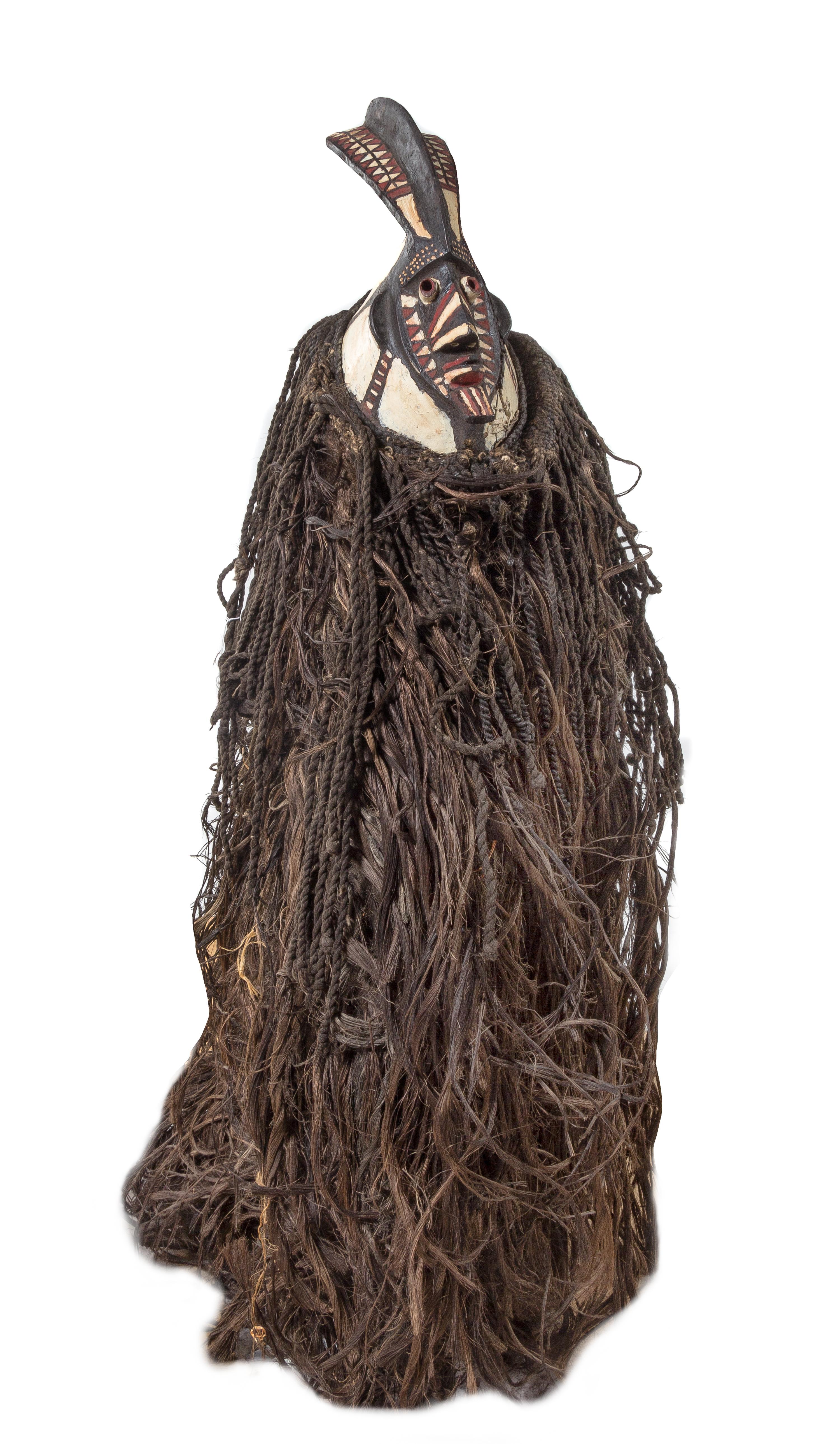A Bobo Men's Wood Mask and Raffia Costume Length overall 76 inches. — BURKINA FASO, 19TH/20TH CENTURY