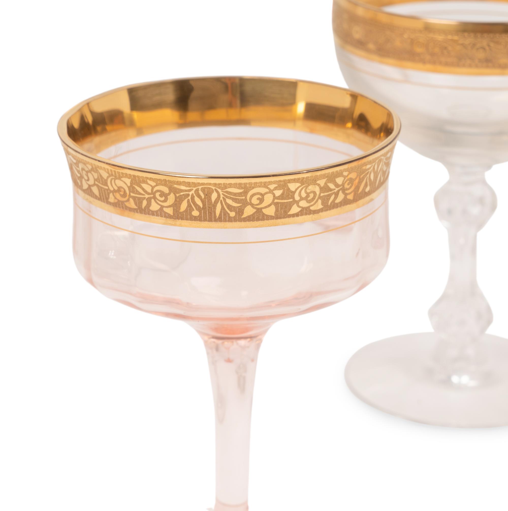 A Collection of Gilt Decorated American Glass Stemware
