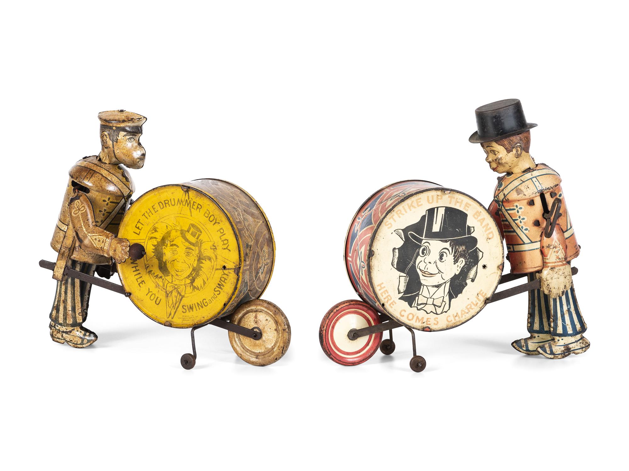 Two Marx Tin Lithograph Windup Drummers