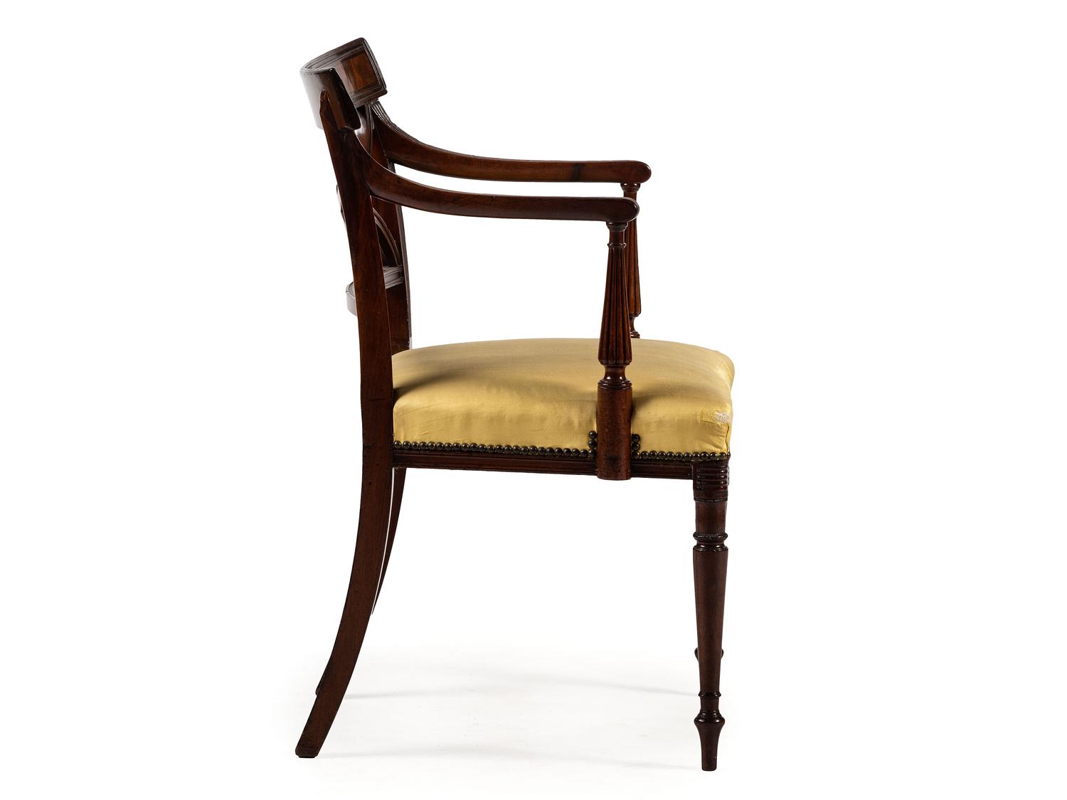 A Regency Figured Mahogany Armchair