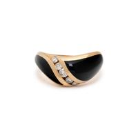 YELLOW GOLD, DIAMOND, AND ENAMEL RING