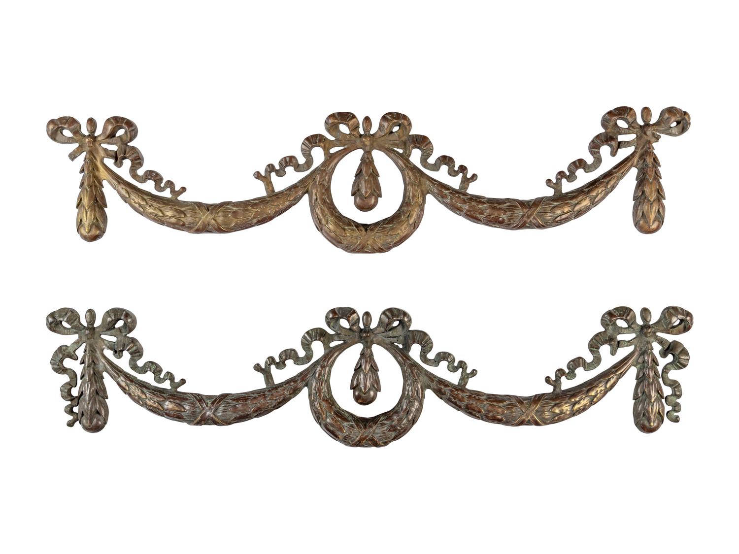 A Pair of French Bronze Garland Appliqués