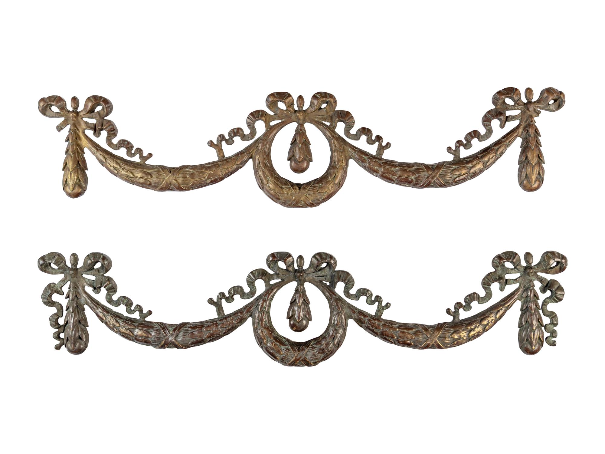 A Pair of French Bronze Garland Appliqués