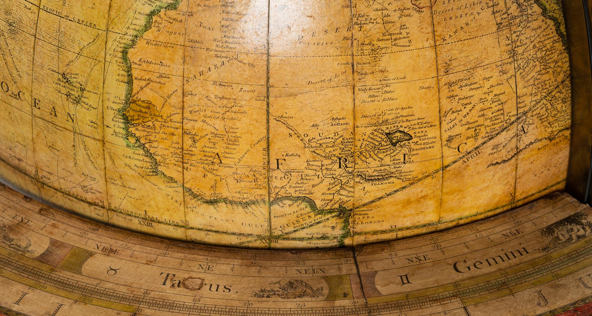 An English Mahogany Eighteen-Inch Terrestrial Globe