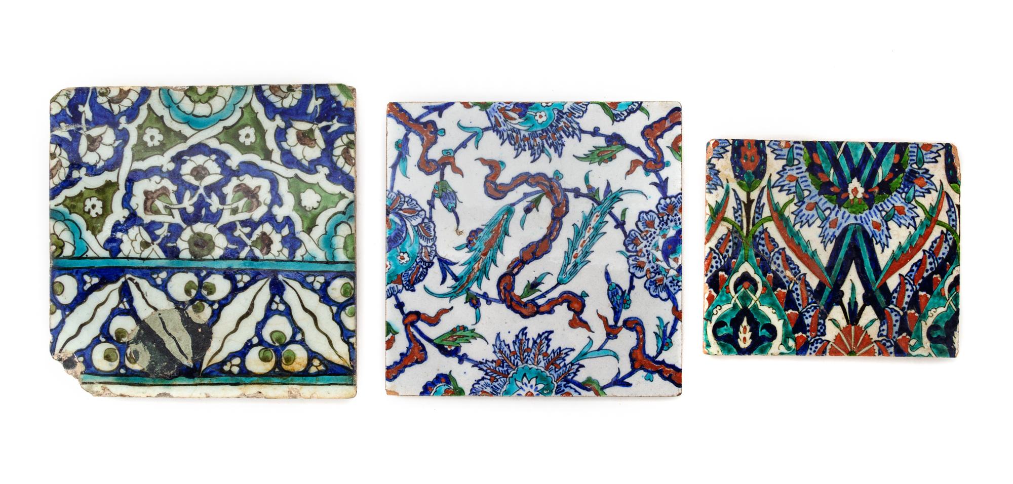 Three Iznik Pottery Tiles