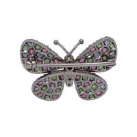 MULTICOLOR SAPPHIRE AND DIAMOND BUTTERFLY BROOCH