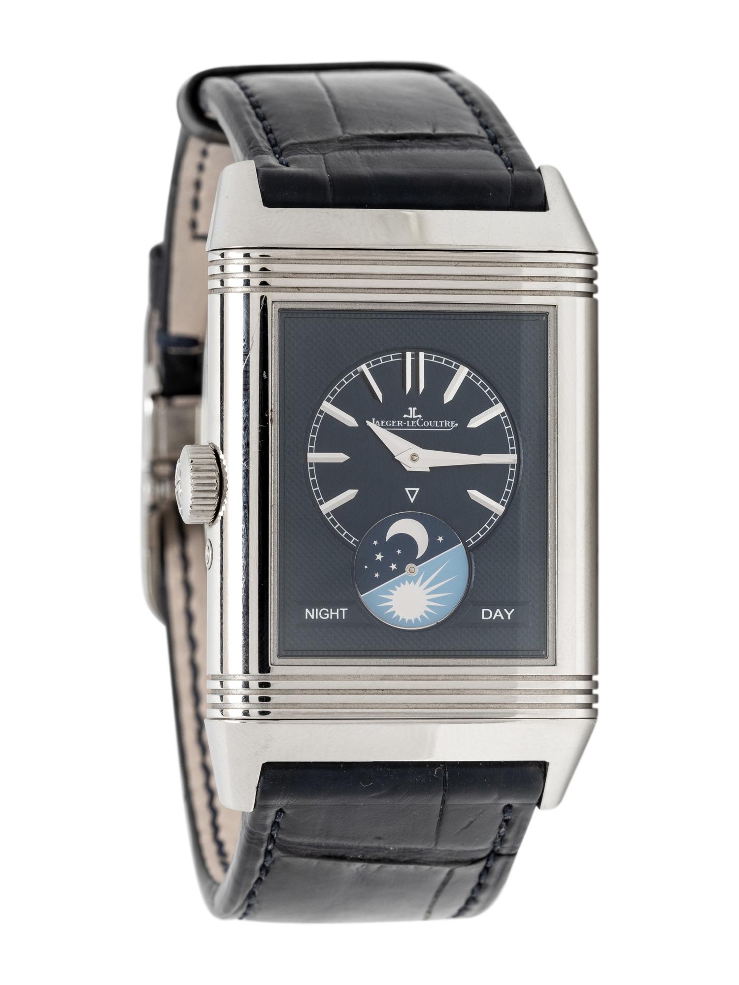JAEGER-LeCOULTRE, REF. 216.8.D3 STAINLESS STEEL 'REVERSO TRIBUTE MOON' WATCH