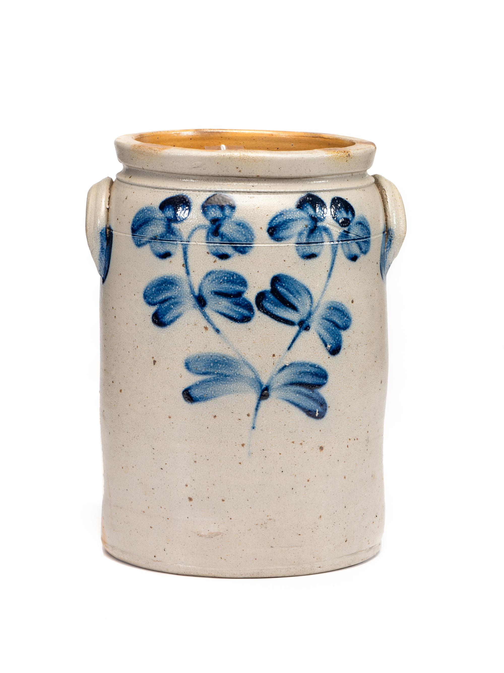 A Cobalt Decorated Stoneware Four-Gallon Crock