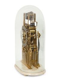 An English Gothic Revival Brass Musical Skeleton Clock