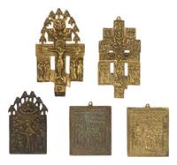 Five Russian Cast Bronze Icons