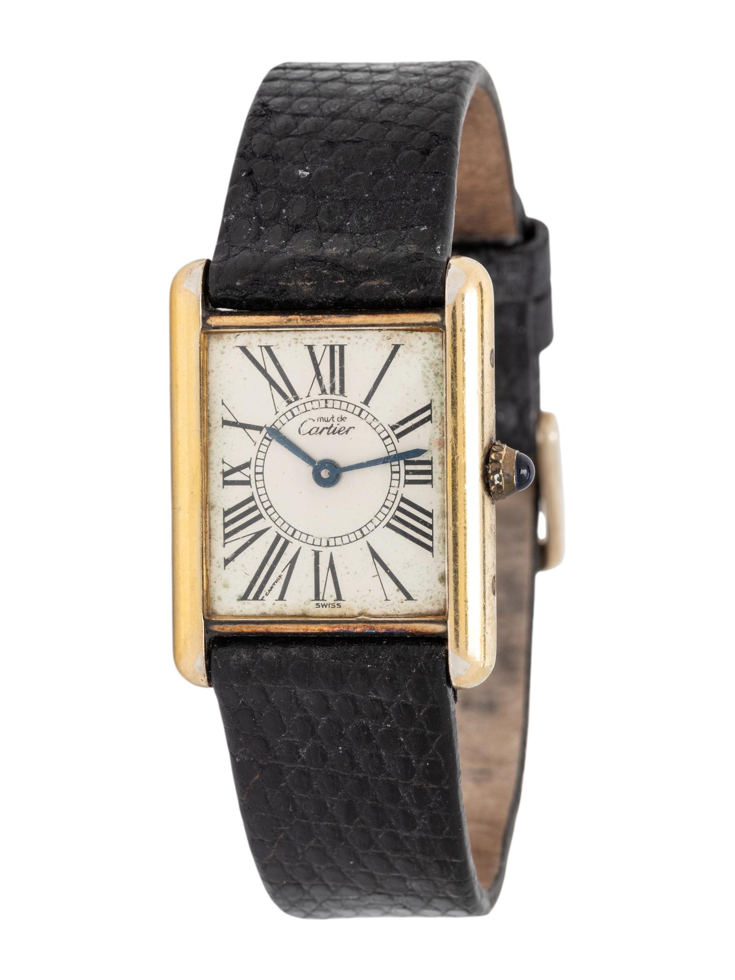 CARTIER, GOLD VERMEIL 'MUST DE CARTIER TANK' WATCH