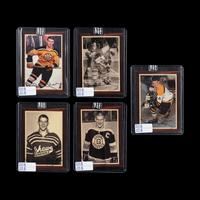 A Collection of Five 1995 Parkhurst Bobby Orr Signed Autograph Hockey Cards