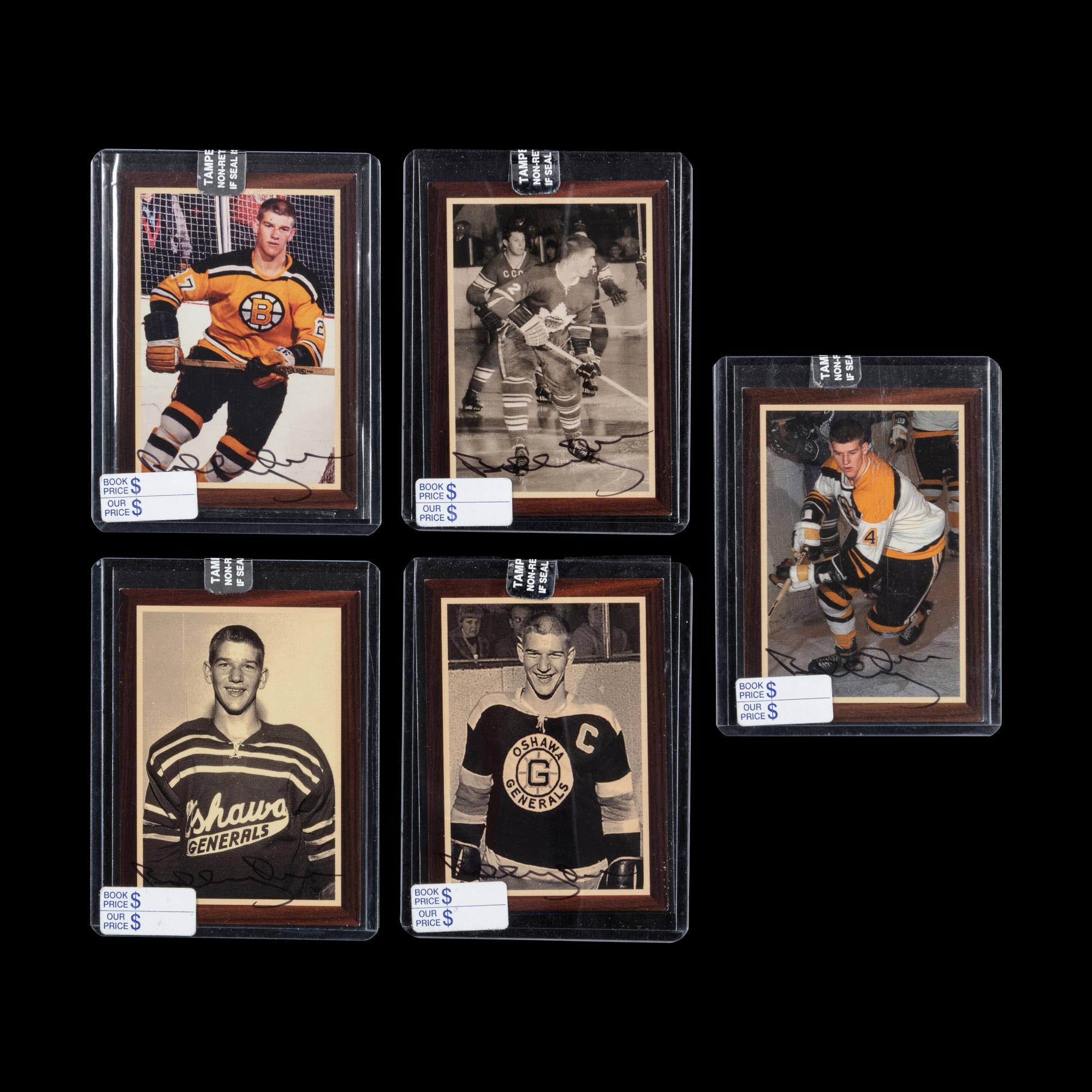 A Collection of Five 1995 Parkhurst Bobby Orr Signed Autograph Hockey Cards