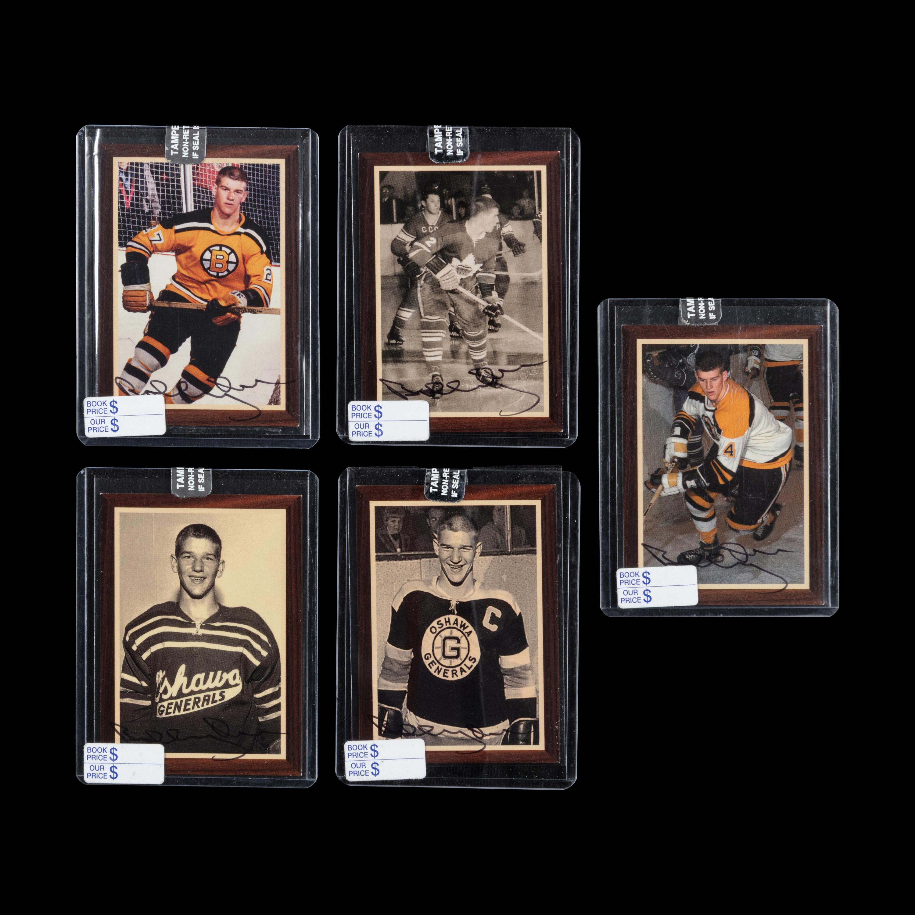 A Collection of Five 1995 Parkhurst Bobby Orr Signed Autograph Hockey Cards