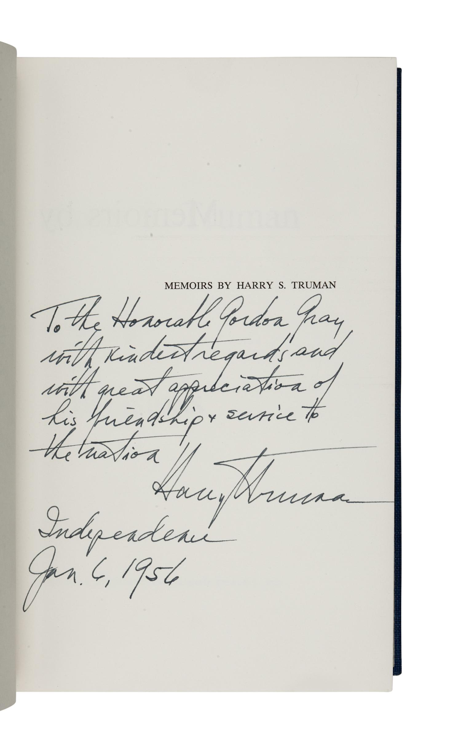 TRUMAN, Harry S. (1884-1972). Memoirs . Garden City, New York: Doubleday & Company, Inc., 1955-1956.