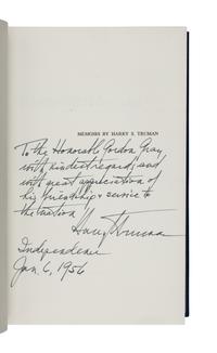 TRUMAN, Harry S. (1884-1972). Memoirs . Garden City, New York: Doubleday & Company, Inc., 1955-1956.