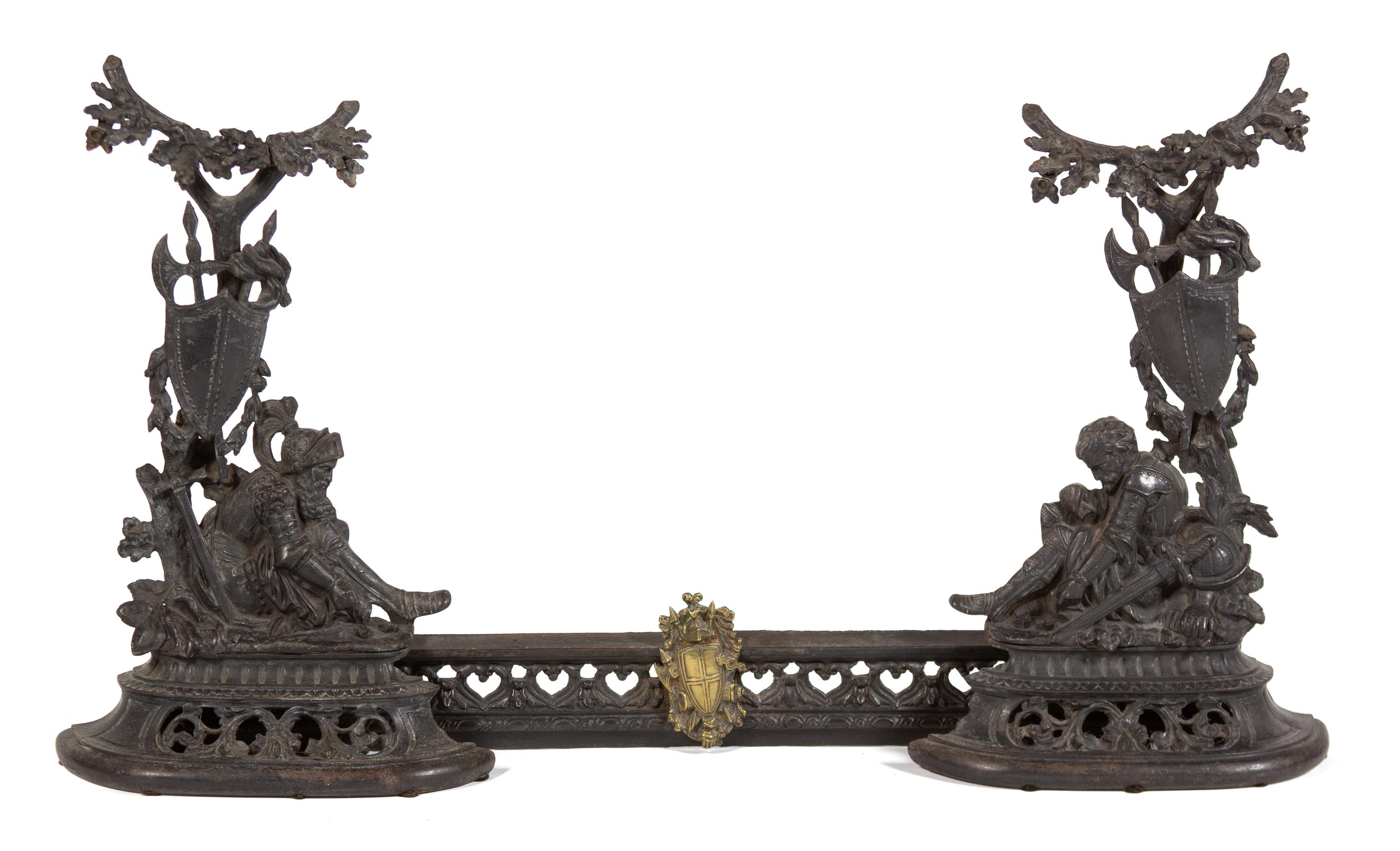 A Victorian Brass Mounted Iron Fire Fender Height 21 x width 40 inches (adjustable). — 19TH CENTURY