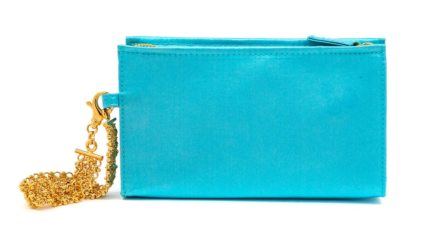 Gianni Versace Couture Blue Satin Goldtone Medusa Handbag, 1990s