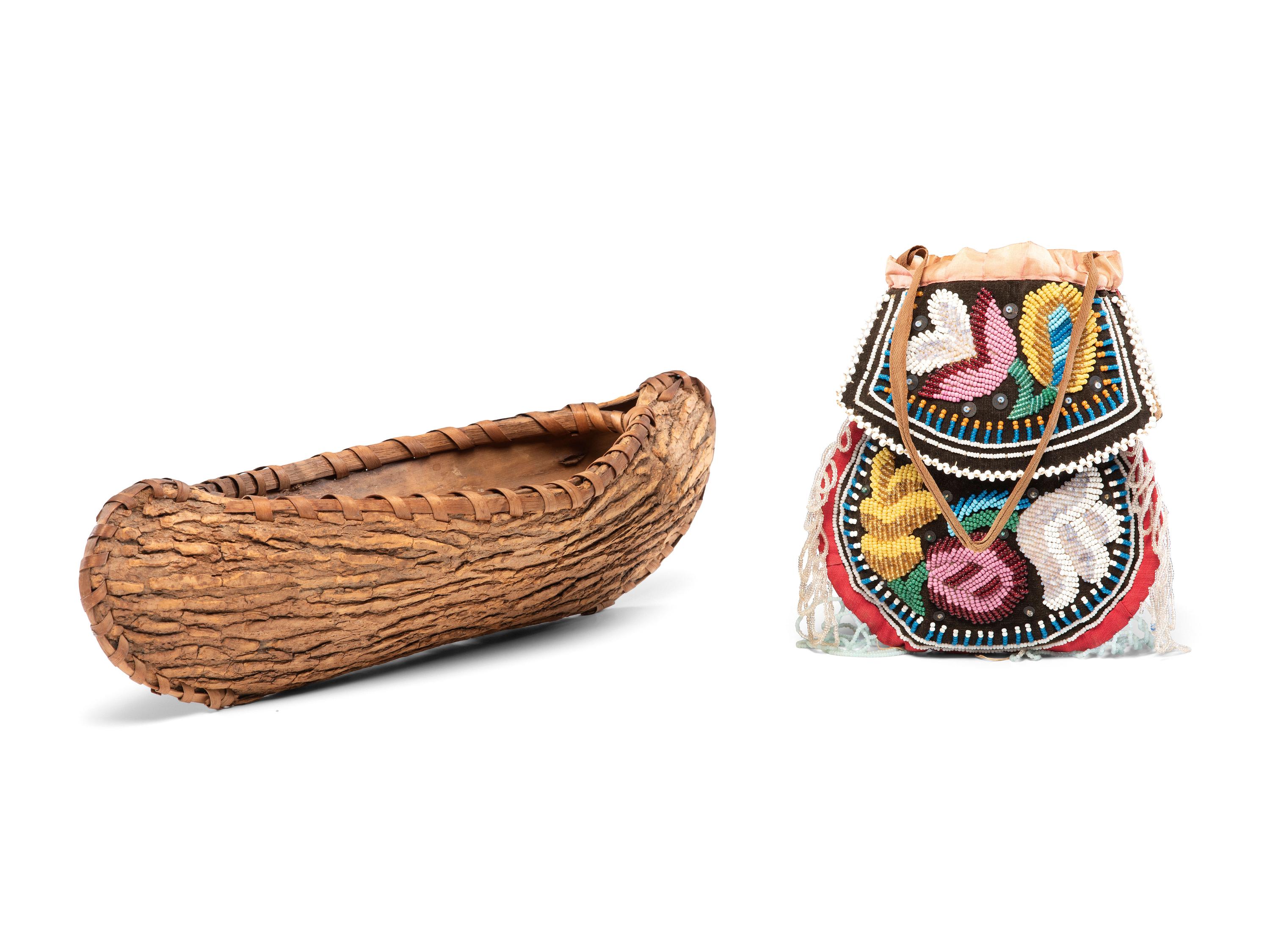 Iroquois Beaded Purse and Northeastern Birchbark Canoe