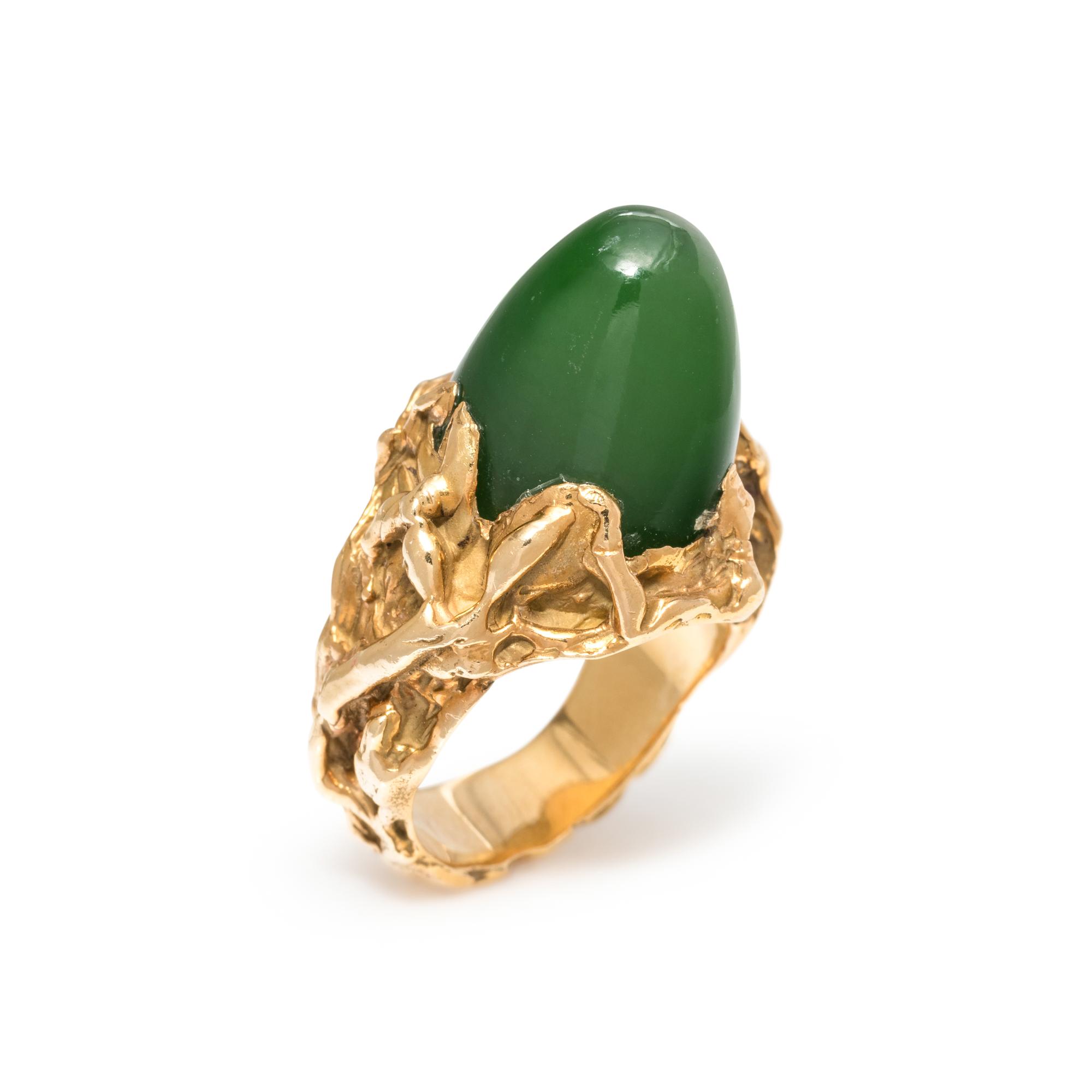 YELLOW GOLD AND NEPHRITE RING