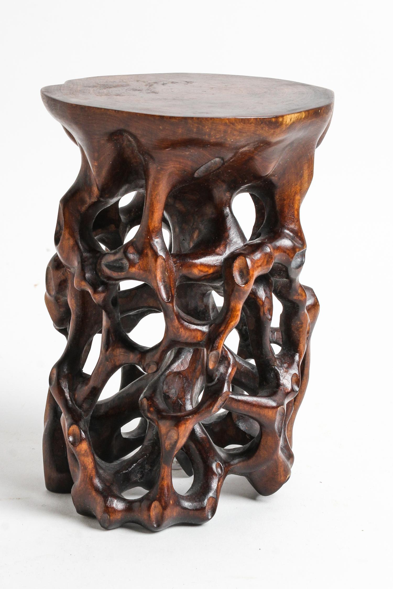 A Chinese Carved Hardwood Stand Height 6 inches.