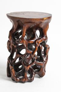 A Chinese Carved Hardwood Stand Height 6 inches.