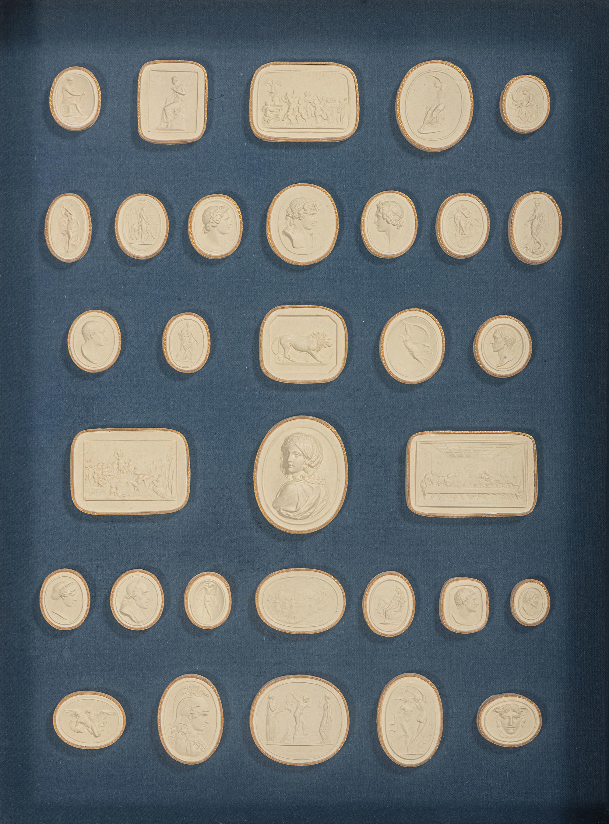 Seven Framed Groups of Grand Tour Plaster Intaglios