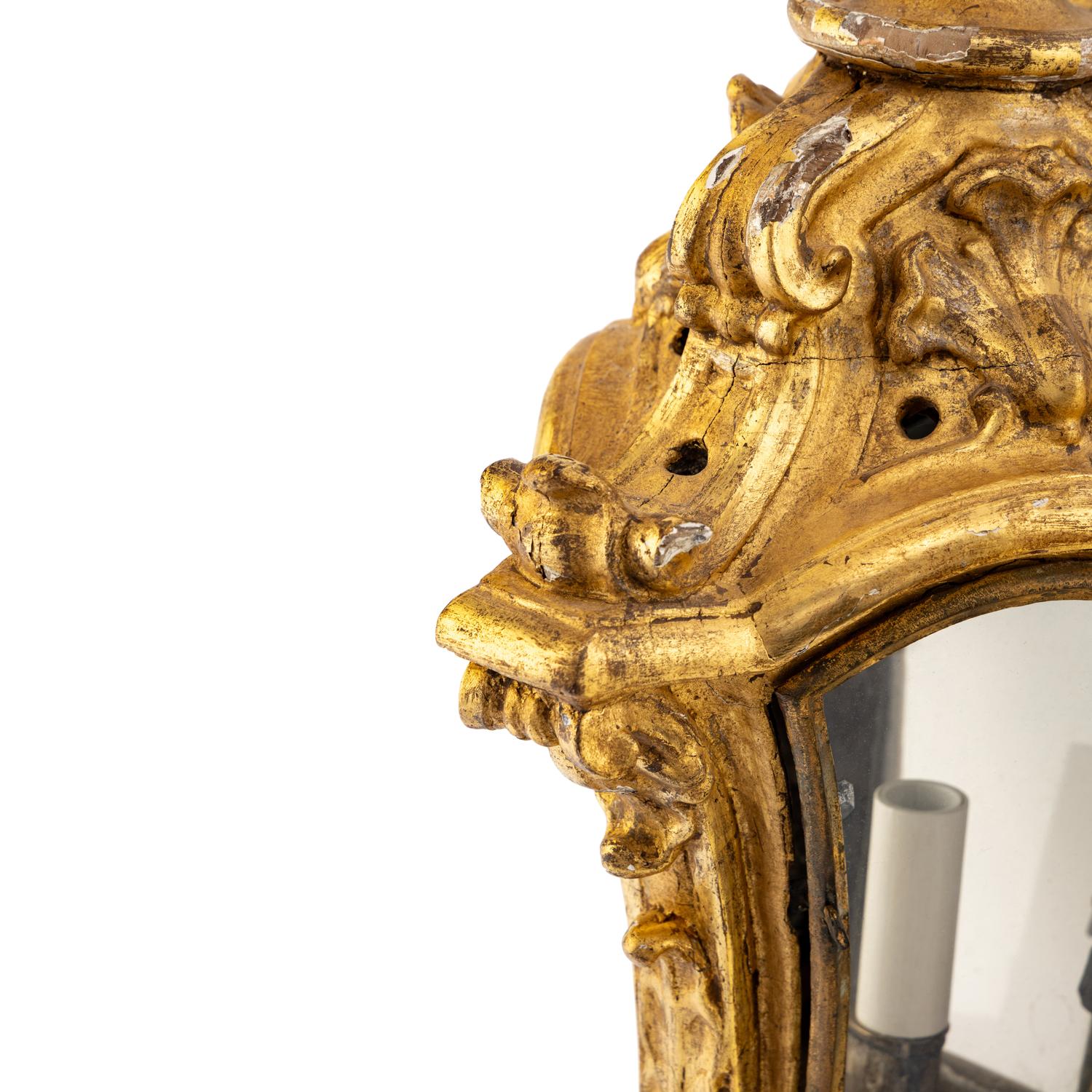 A Louis XV Carved Giltwood Lantern