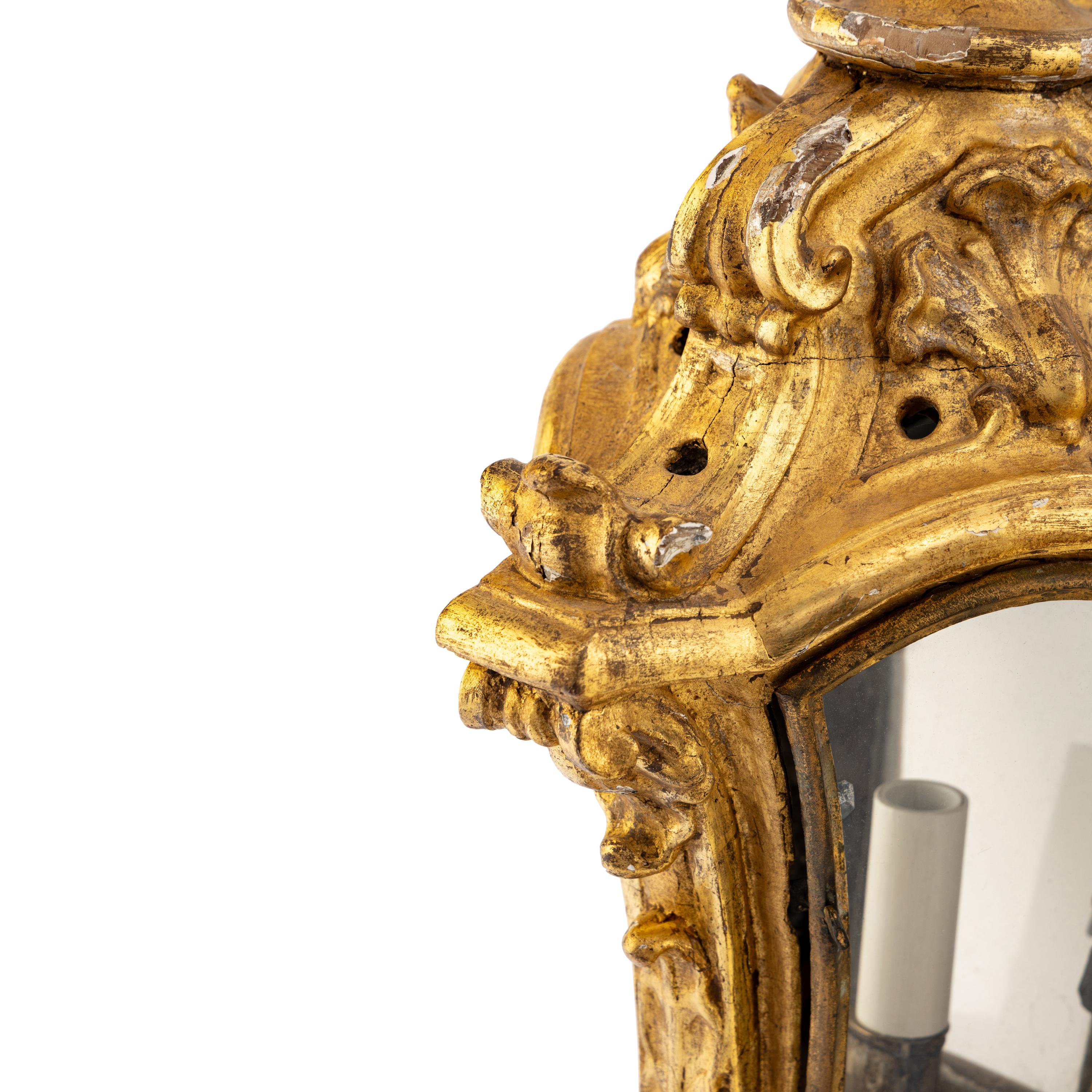 A Louis XV Carved Giltwood Lantern