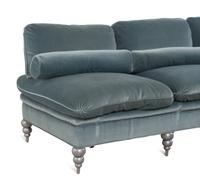 A Custom Velvet-Upholstered Three-Seat Banquette