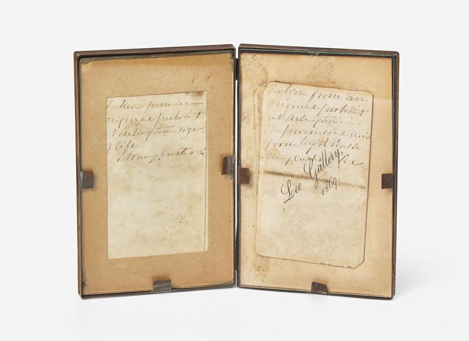 A pair of portrait miniatures: George and Martha Washington, After John Wollaston (1710-1775) and Charles Willson Peale (1741-1827), by Mary Custis Lee (1807-1873)