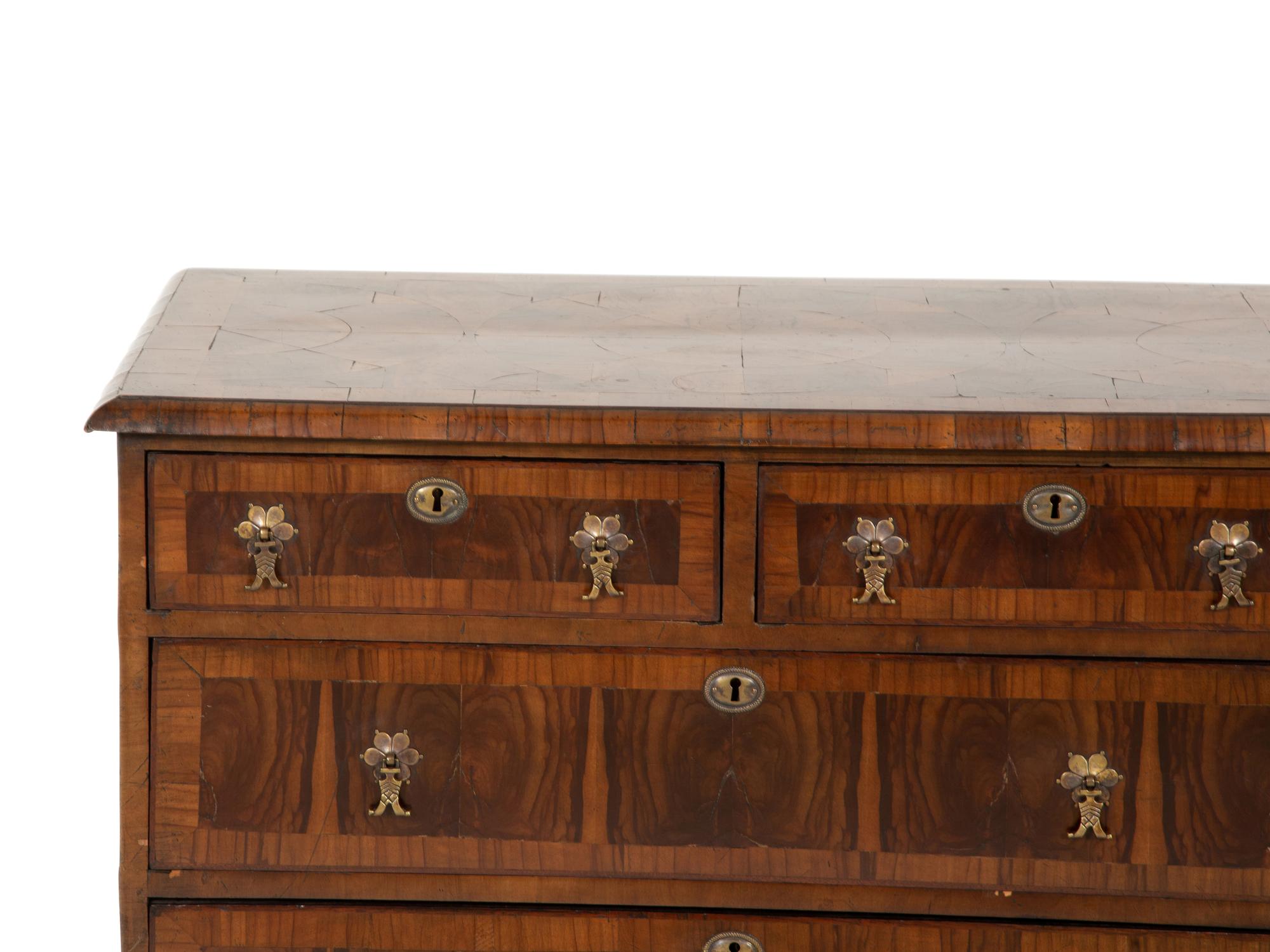 A William & Mary Style Oyster Veneered Chest of Drawers