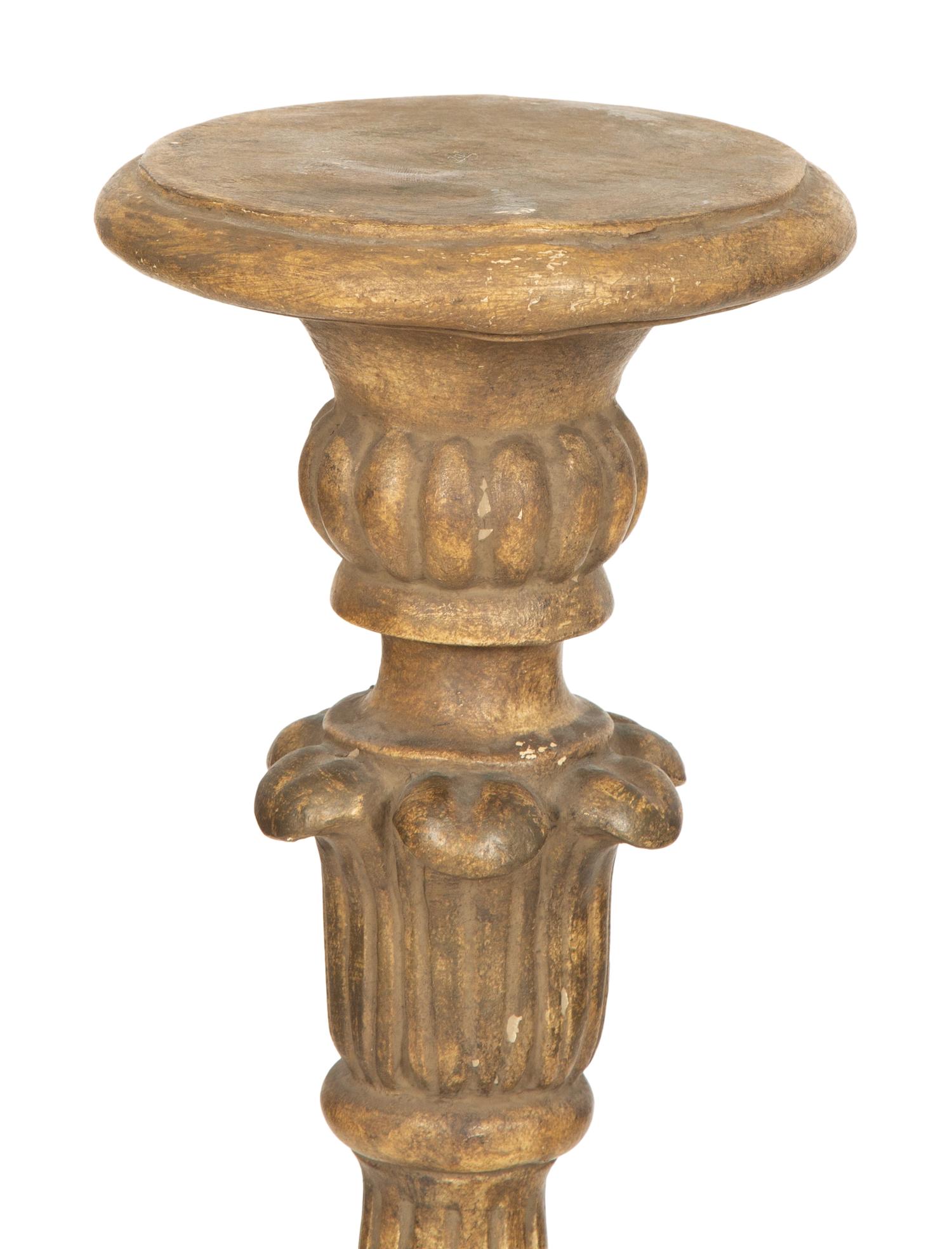 A Pair of Italian Gilt Decorated Plaster Pedestals