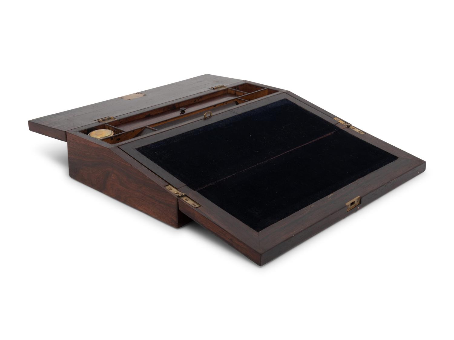 A Victorian Brass Mounted Rosewood Writing Slope