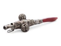 A Georgian Silver and Coral Baby Rattle and Whistle