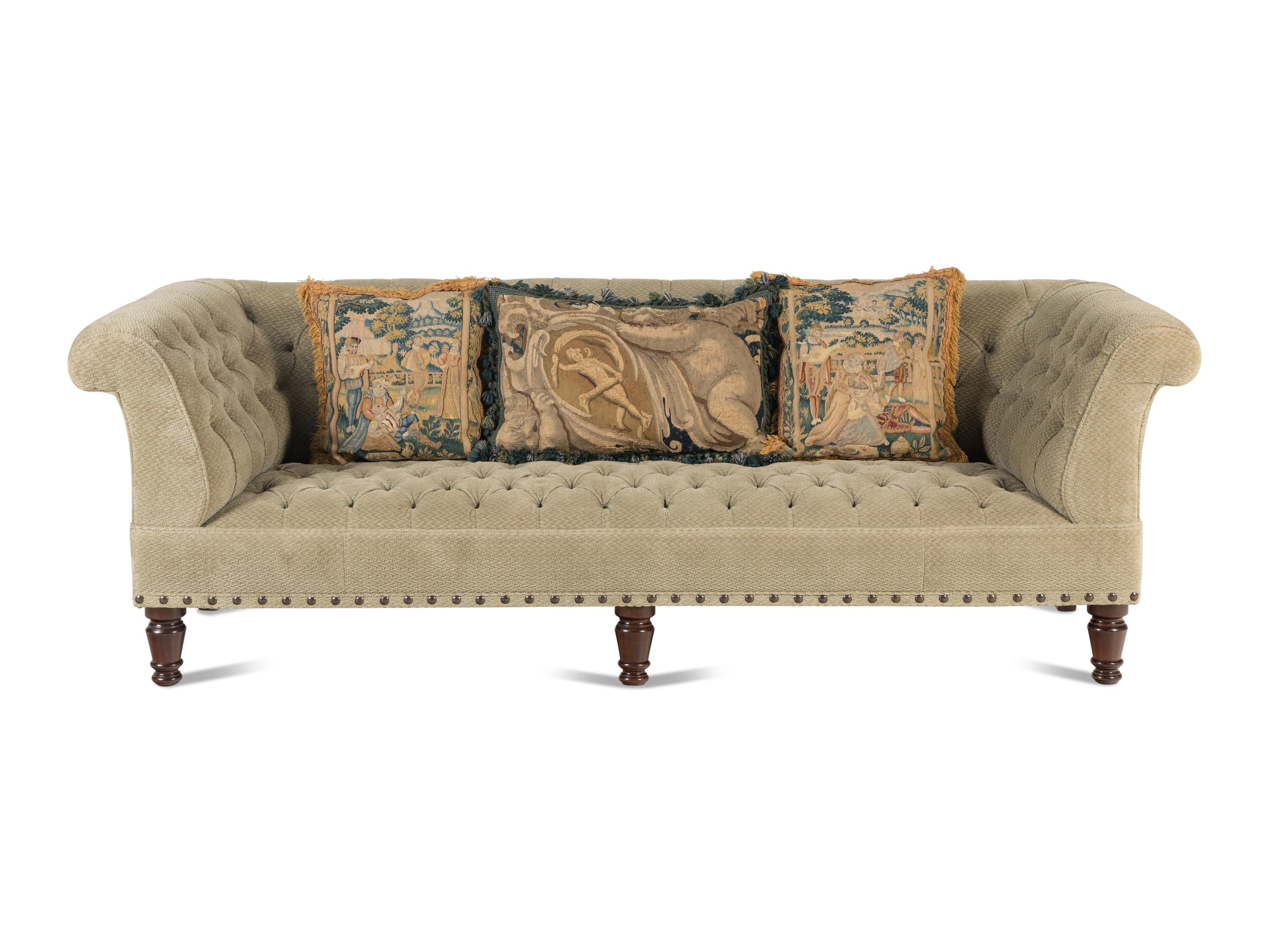 A Button-Tufted Upholstered Sofa