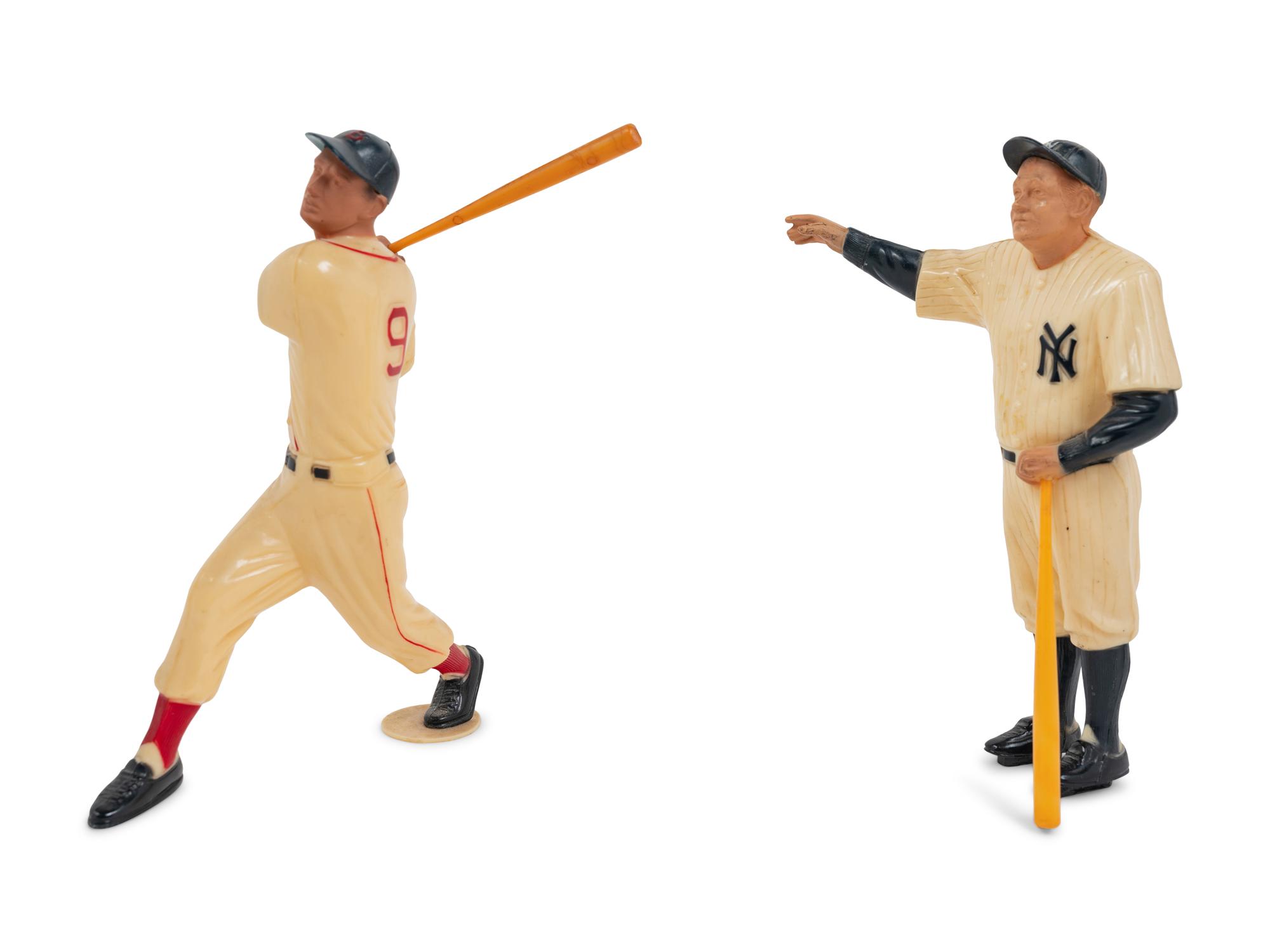 A Group of Vintage 1950s Babe Ruth and Ted Williams Original Hartland Statues Including Bats