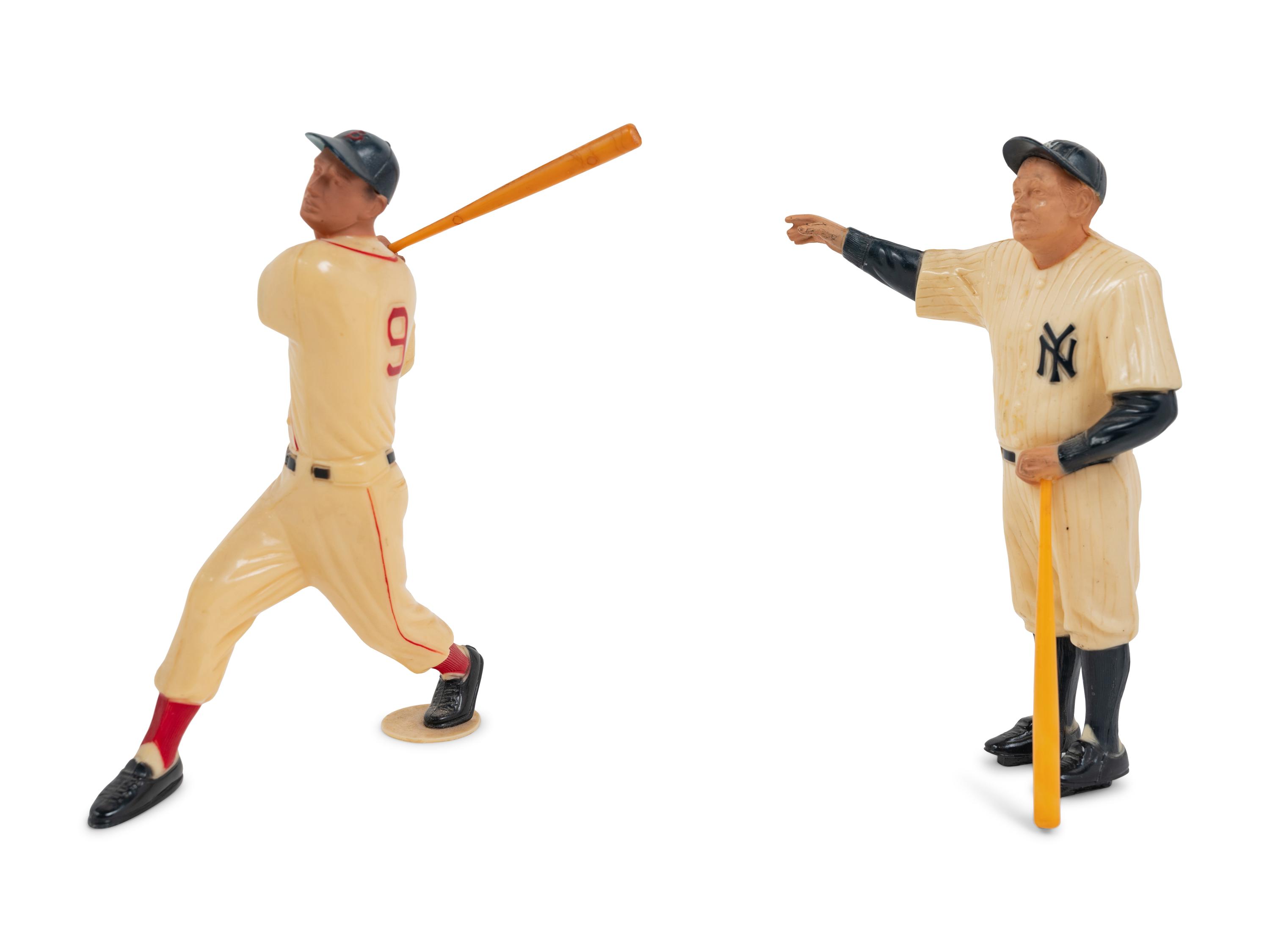 A Group of Vintage 1950s Babe Ruth and Ted Williams Original Hartland Statues Including Bats