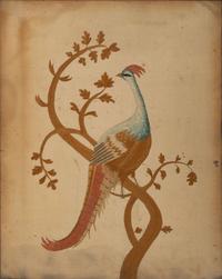 A Silk Needlework Panel of a Peacock