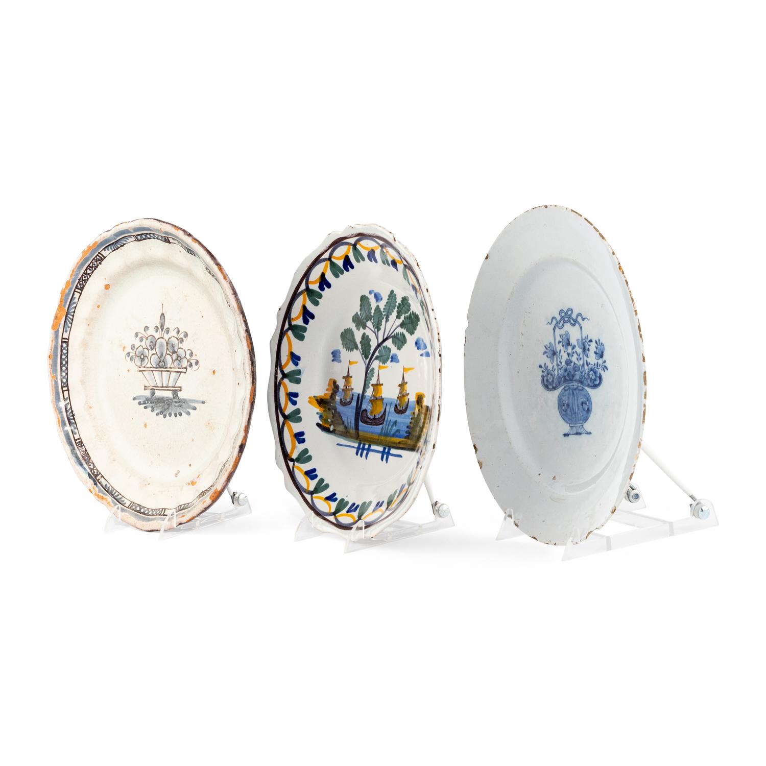 A Collection of Three French Faience Plates