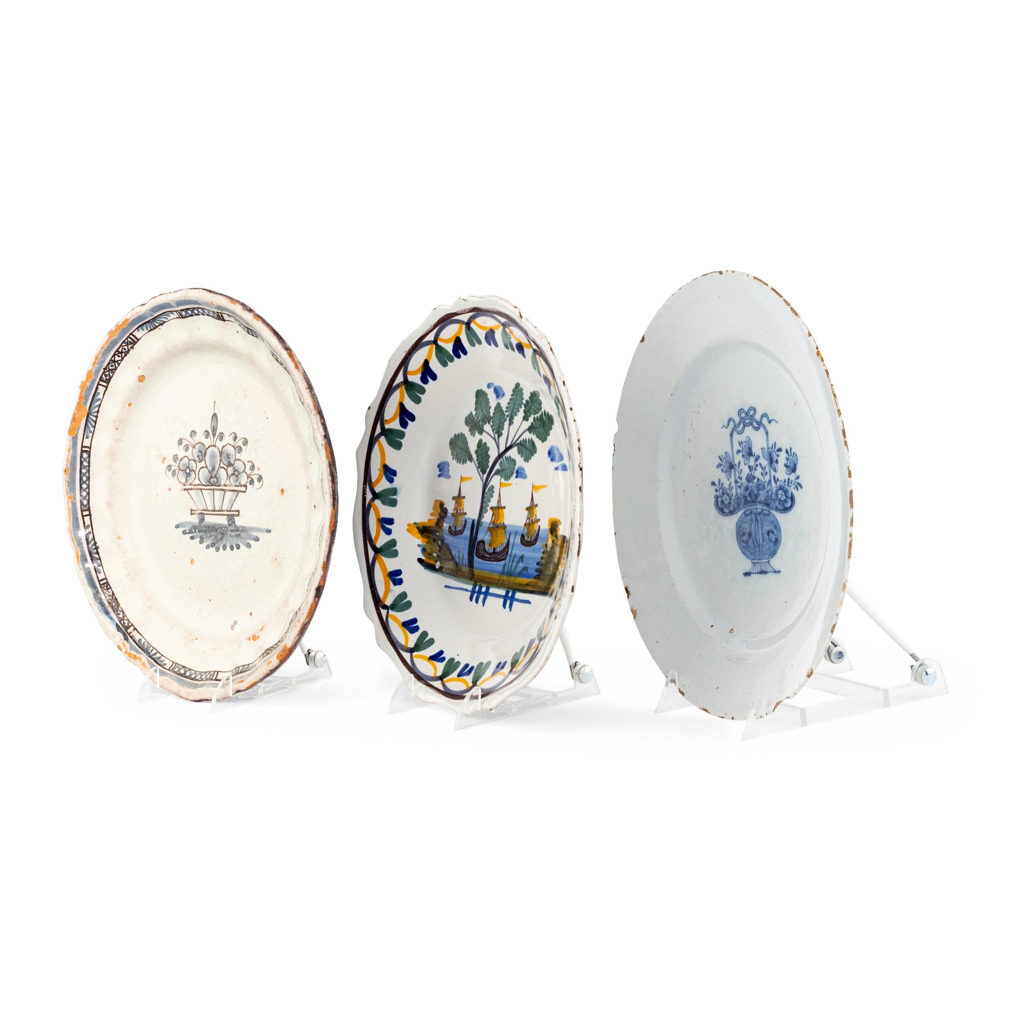 A Collection of Three French Faience Plates