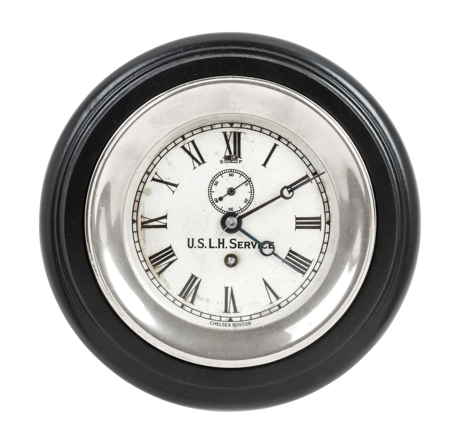 A Chelsea Nickel U.S. Lighthouse Service Clock Diameter 7 5/8 inches. — CIRCA 1930