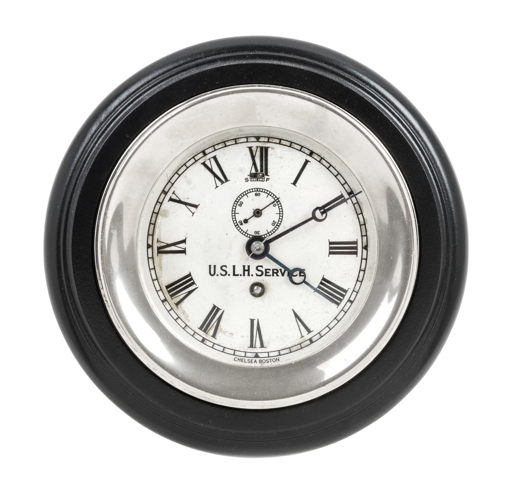A Chelsea Nickel U.S. Lighthouse Service Clock Diameter 7 5/8 inches. — CIRCA 1930