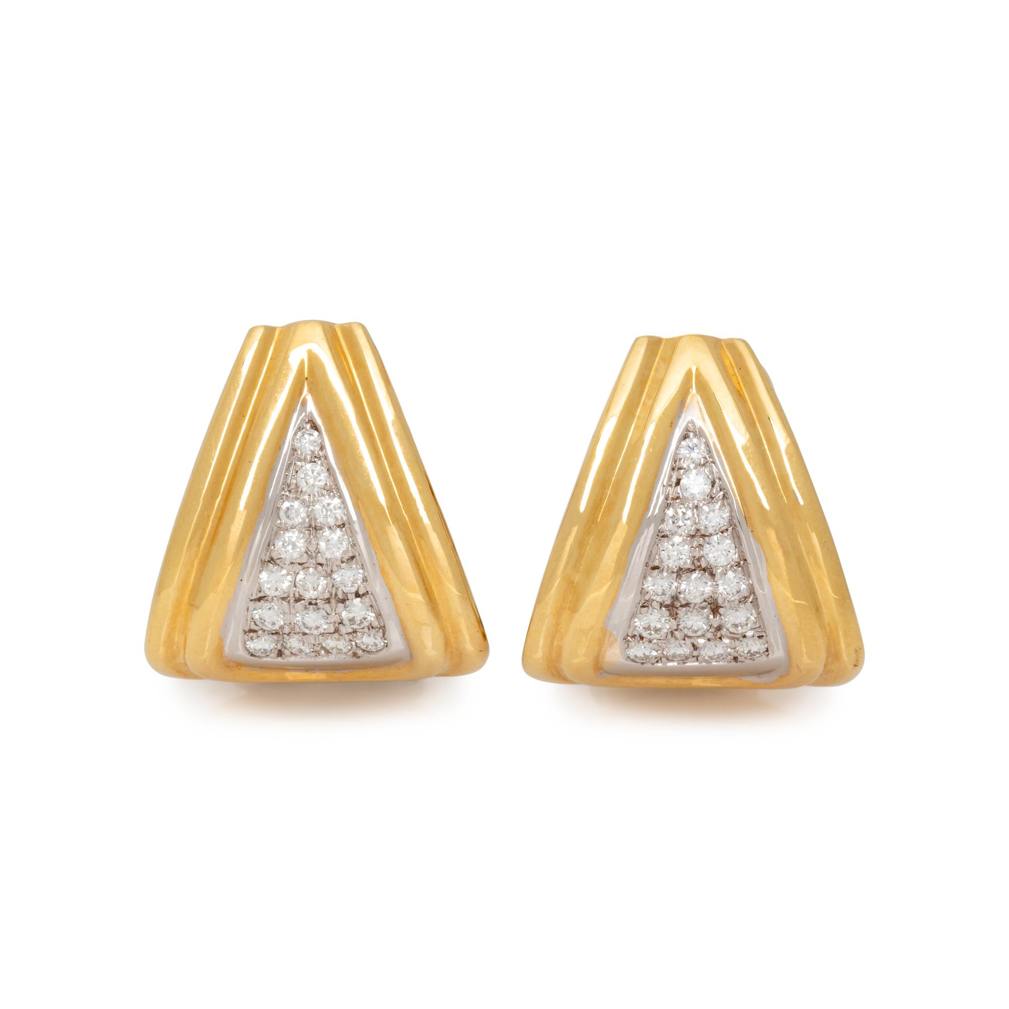 YELLOW GOLD AND DIAMOND EARCLIPS