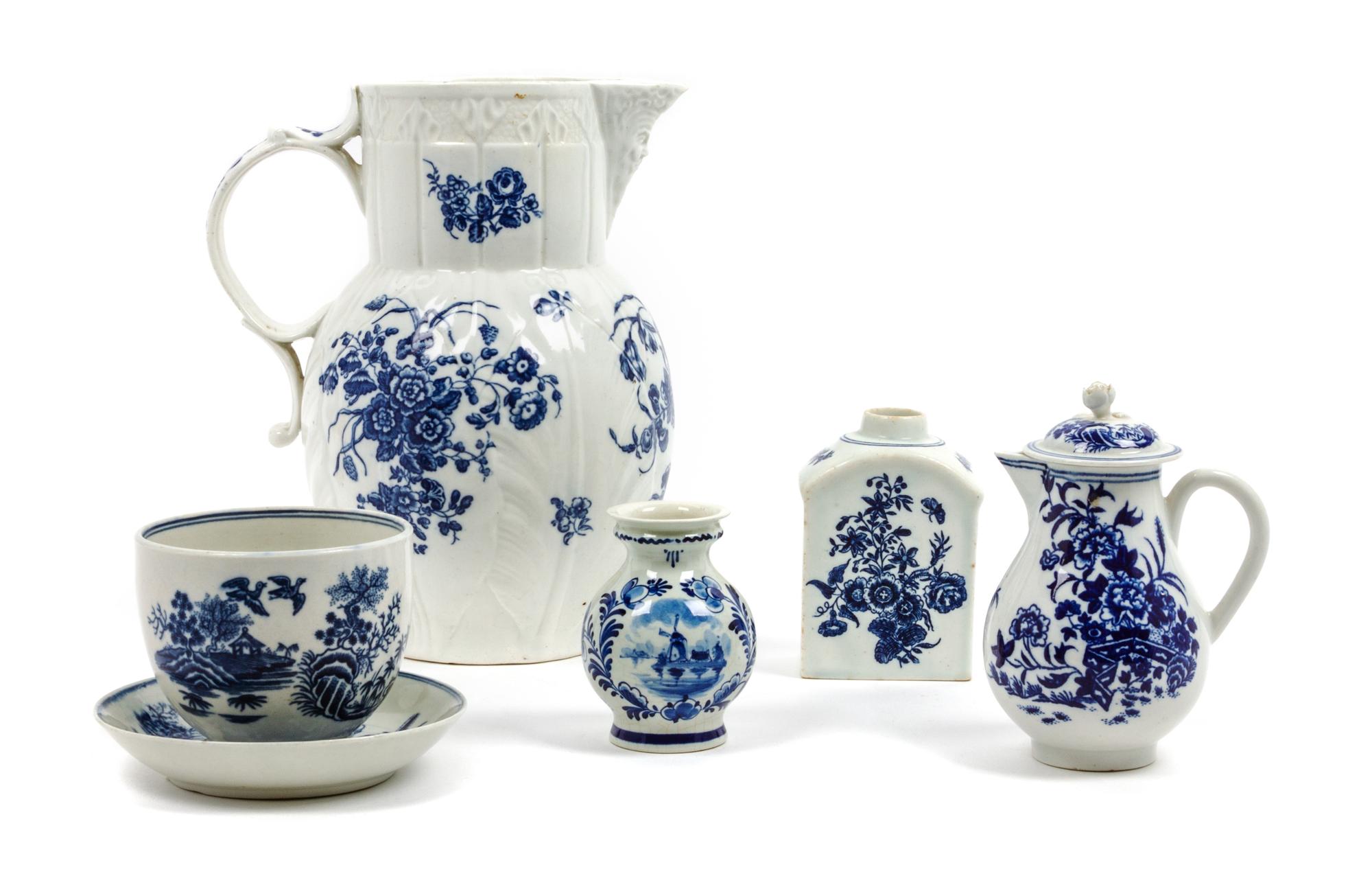 A Group of Transferware Porcelain Table Articles Height of tallest 8 7/8 inches.